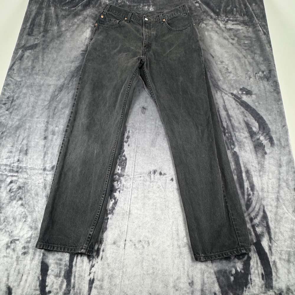 Levis 505 Straight Leg Jeans Mens 36x33 Black Regular Fit Denim 3725